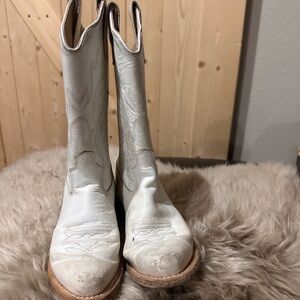 Girls White Western Boots